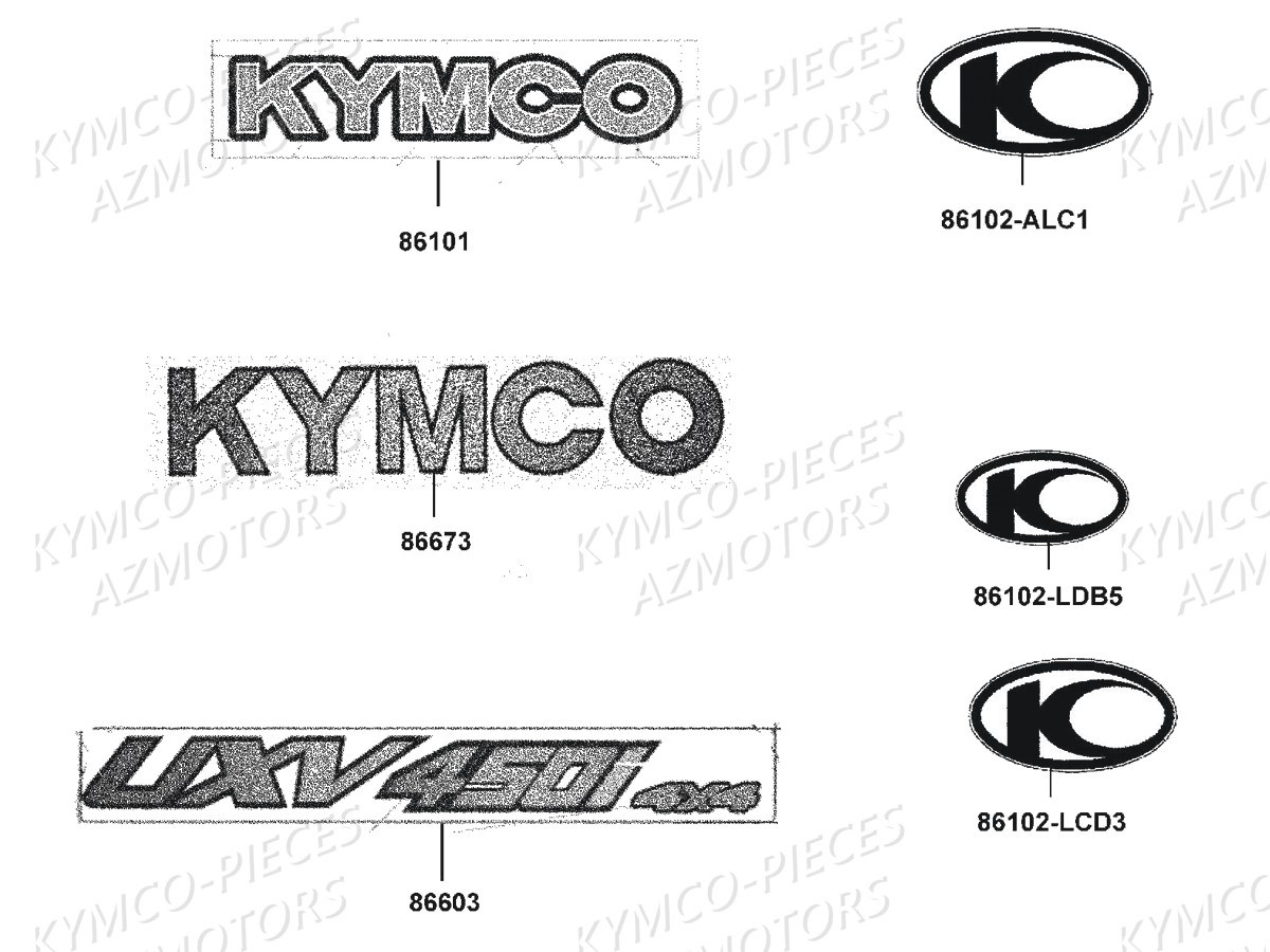 Decors KYMCO Pièces SSV UXV 450I 4T EURO 4 (UA90FE)