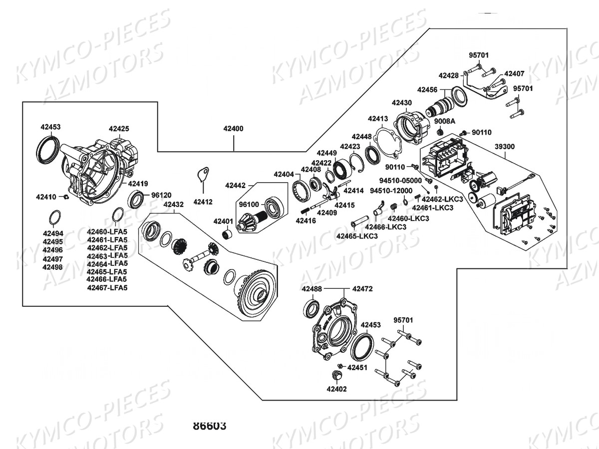 Differentiel Arriere KYMCO Pièces SSV UXV 450I 4T EURO 4 (UA90FE)
