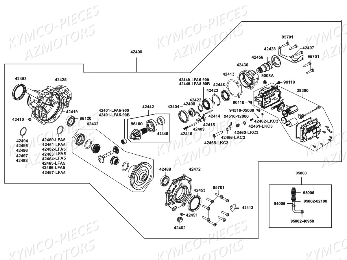 Differentiel Avant KYMCO Pièces SSV UXV 450I 4T EURO 4 (UA90FE)