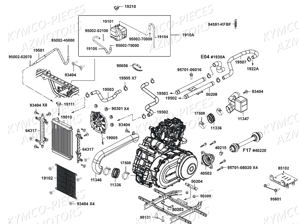 Refroidissement KYMCO Pièces SSV UXV 450I 4T EURO 4 (UA90FE)