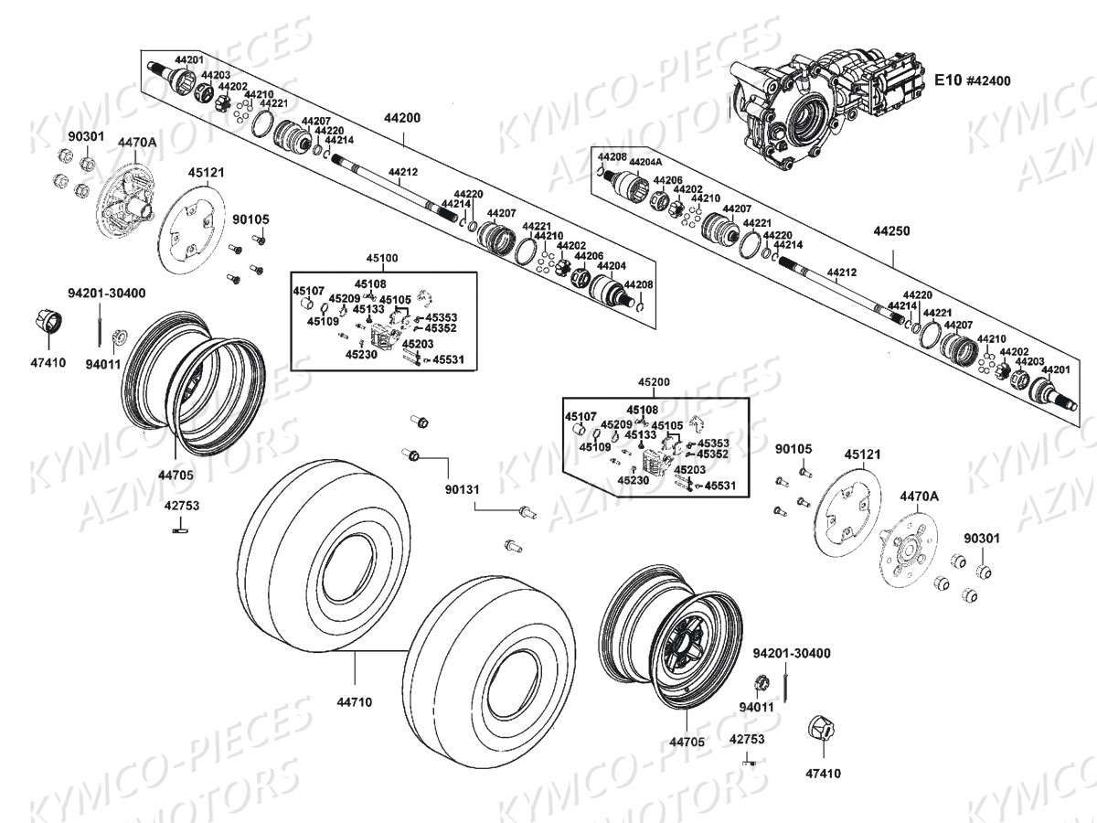 ROUES AVANT AZMOTORS UXV 450 Euro 4