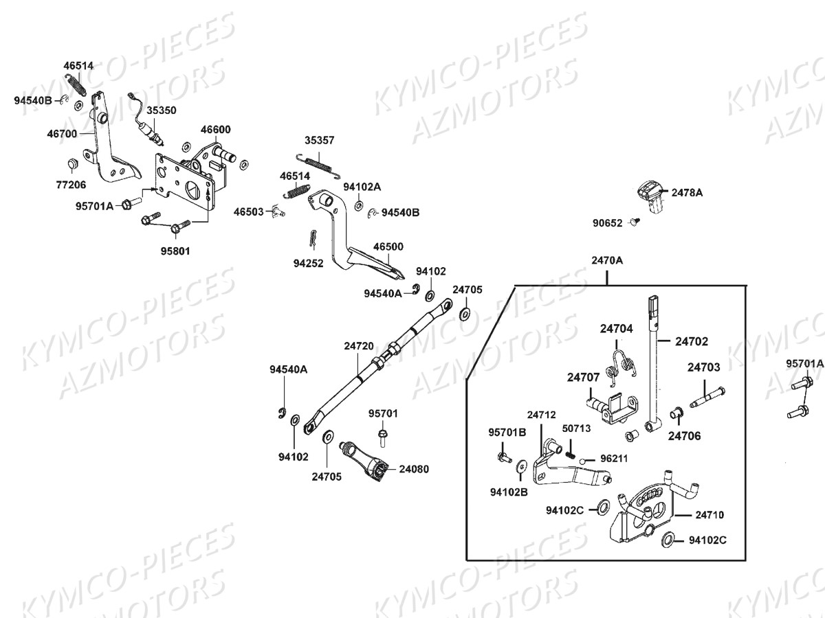 Selection Pedale KYMCO Pièces SSV UXV 450I 4T EURO 4 (UA90FE)
