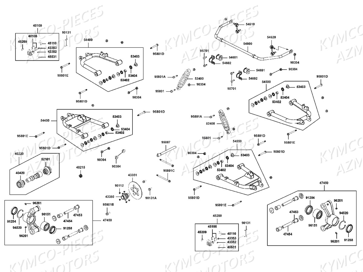 Suspension Arriere KYMCO Pièces SSV UXV 450I 4T EURO 4 (UA90FE)
