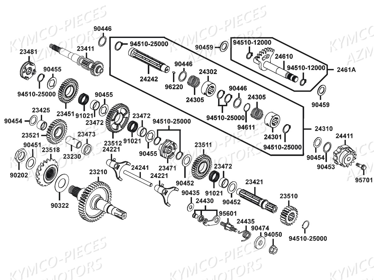 Transmission Primaire KYMCO Pièces SSV UXV 450I 4T EURO 4 (UA90FE)