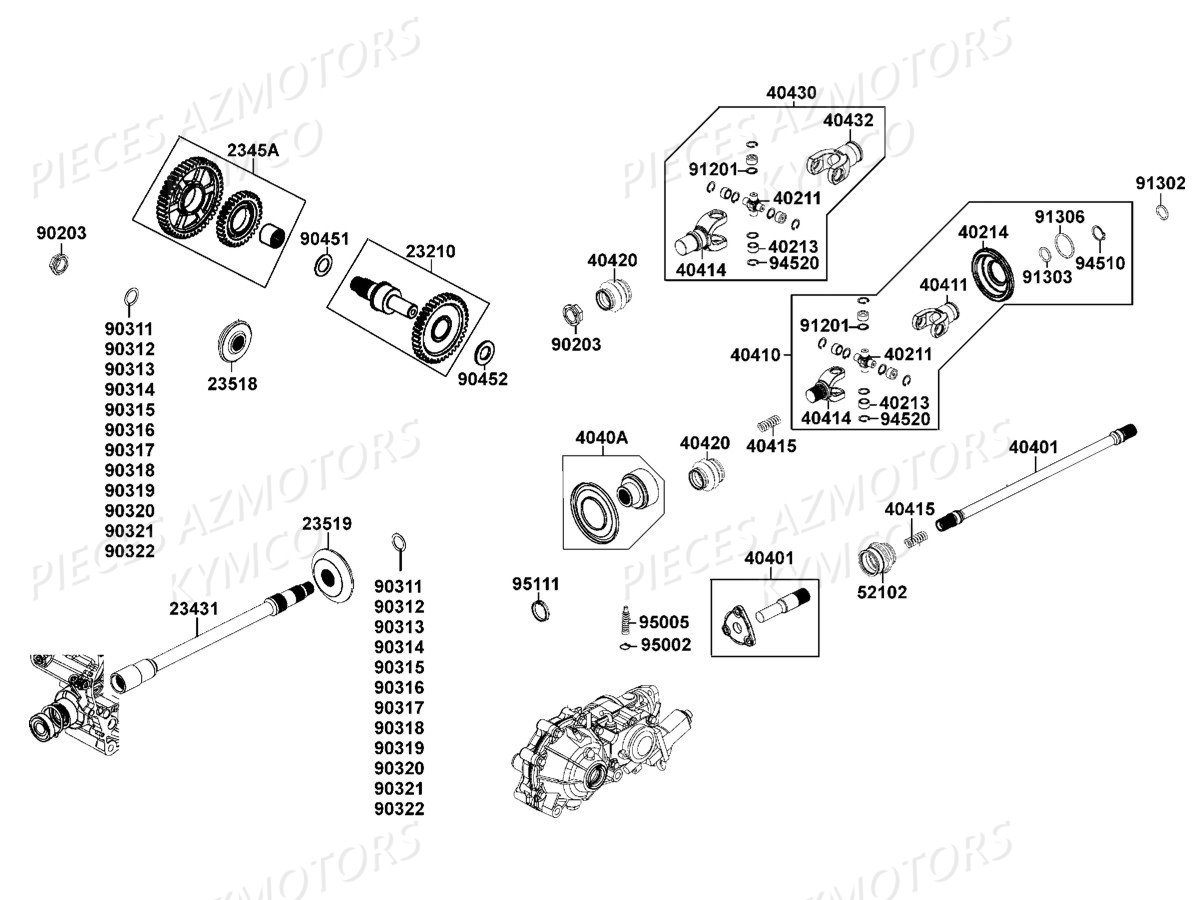 ARBRE_DE_PONT KYMCO Pièces UXV 500 carbu 4T EURO 2 (UAA0AD)