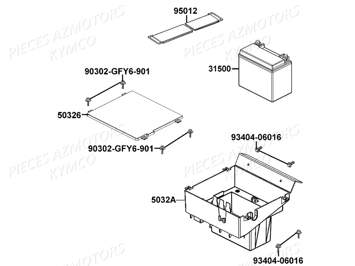 Batterie KYMCO Pièces UXV 500 carbu 4T EURO 2 (UAA0AD)