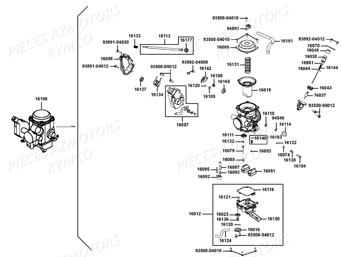 Carburation KYMCO Pièces UXV 500 carbu 4T EURO 2 (UAA0AD)