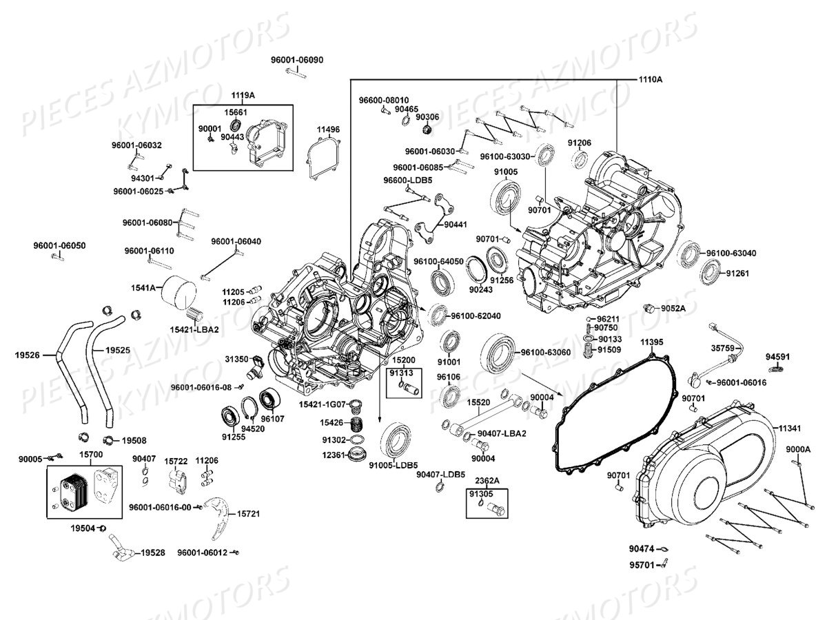 CARTERS_MOTEUR KYMCO Pièces UXV 500 carbu 4T EURO 2 (UAA0AD)