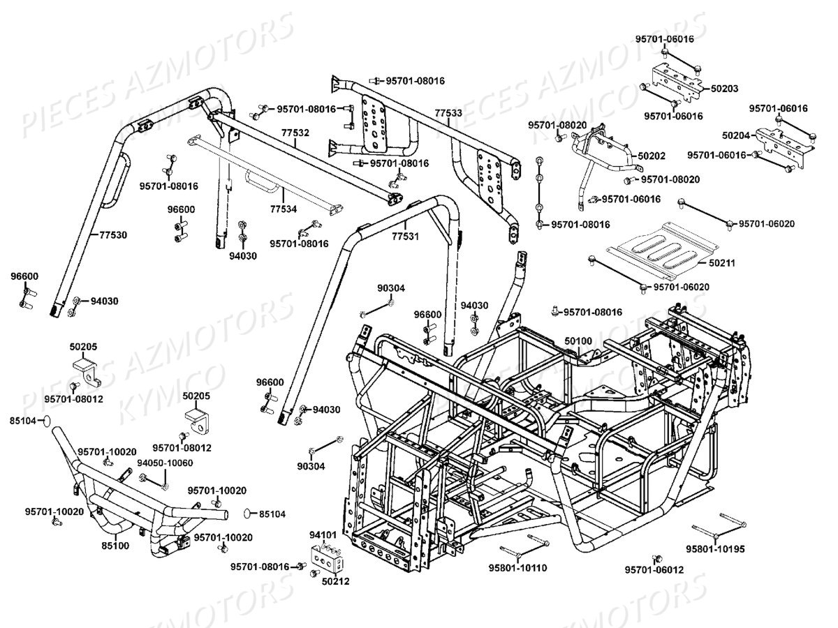 Chassis KYMCO Pièces UXV 500 carbu 4T EURO 2 (UAA0AD)