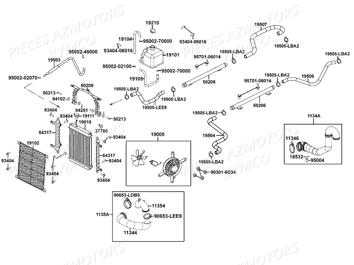 Refroidissement KYMCO Pièces UXV 500 carbu 4T EURO 2 (UAA0AD)