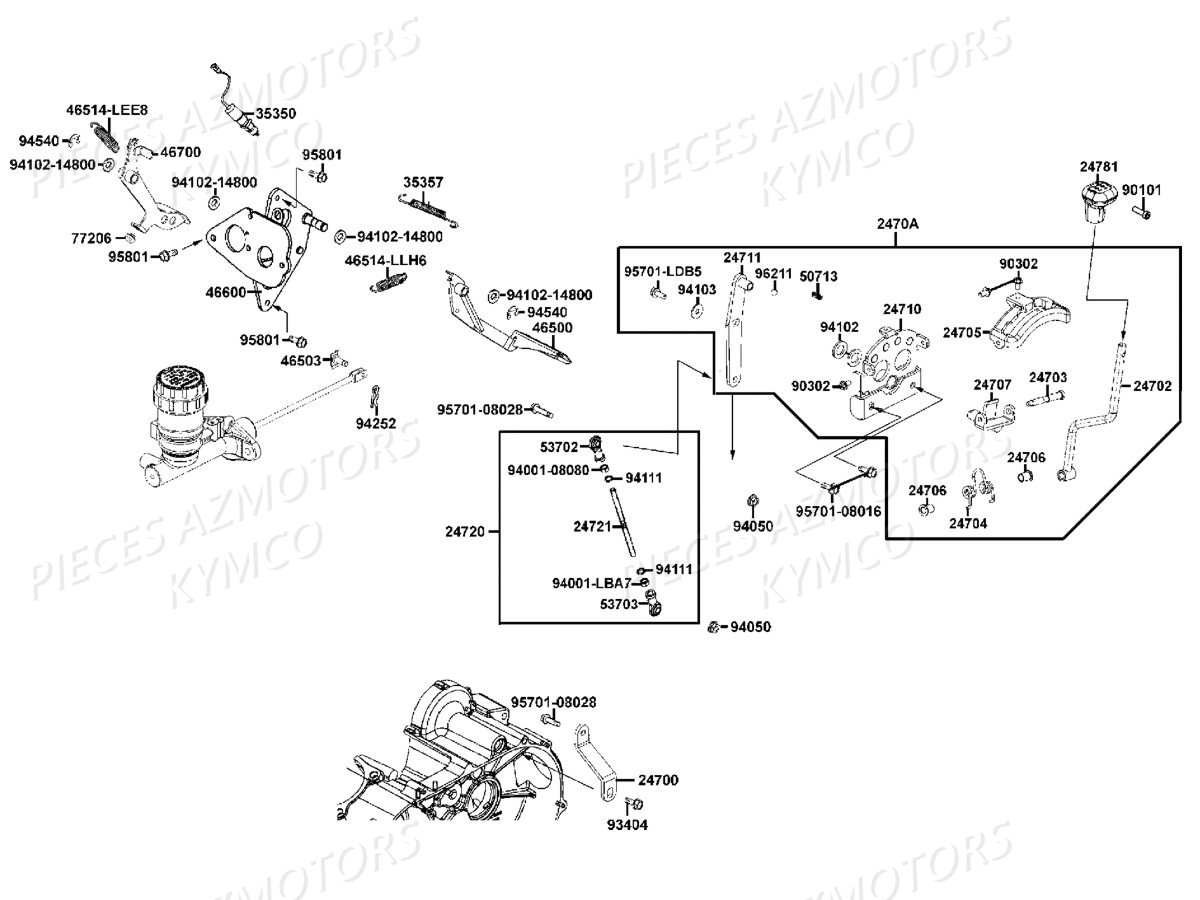 Selection Pedales KYMCO Pièces UXV 500 carbu 4T EURO 2 (UAA0AD)