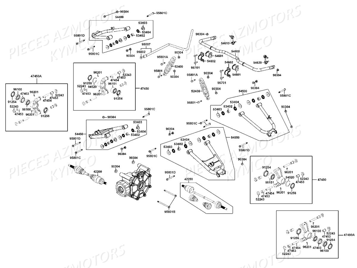 SUSPENSIONS_ARRIERE KYMCO Pièces UXV 500 carbu 4T EURO 2 (UAA0AD)