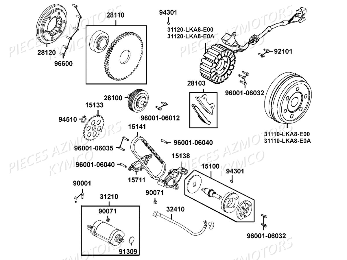 Allumage Demarreur KYMCO Pieces KYMCO UXV 500 Injection 4T EURO 2 (UBA0AF)