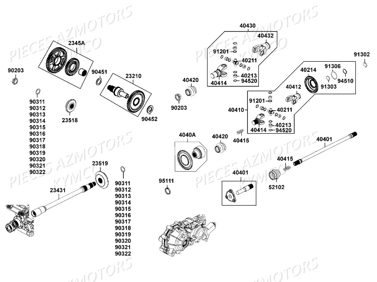 Arbre De Pont KYMCO Pieces KYMCO UXV 500 Injection 4T EURO 2 (UBA0AF)