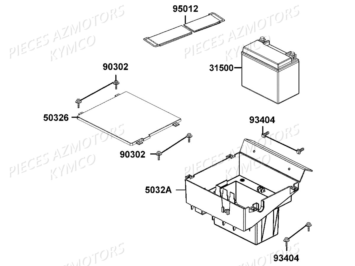 Batterie KYMCO Pieces KYMCO UXV 500 Injection 4T EURO 2 (UBA0AF)