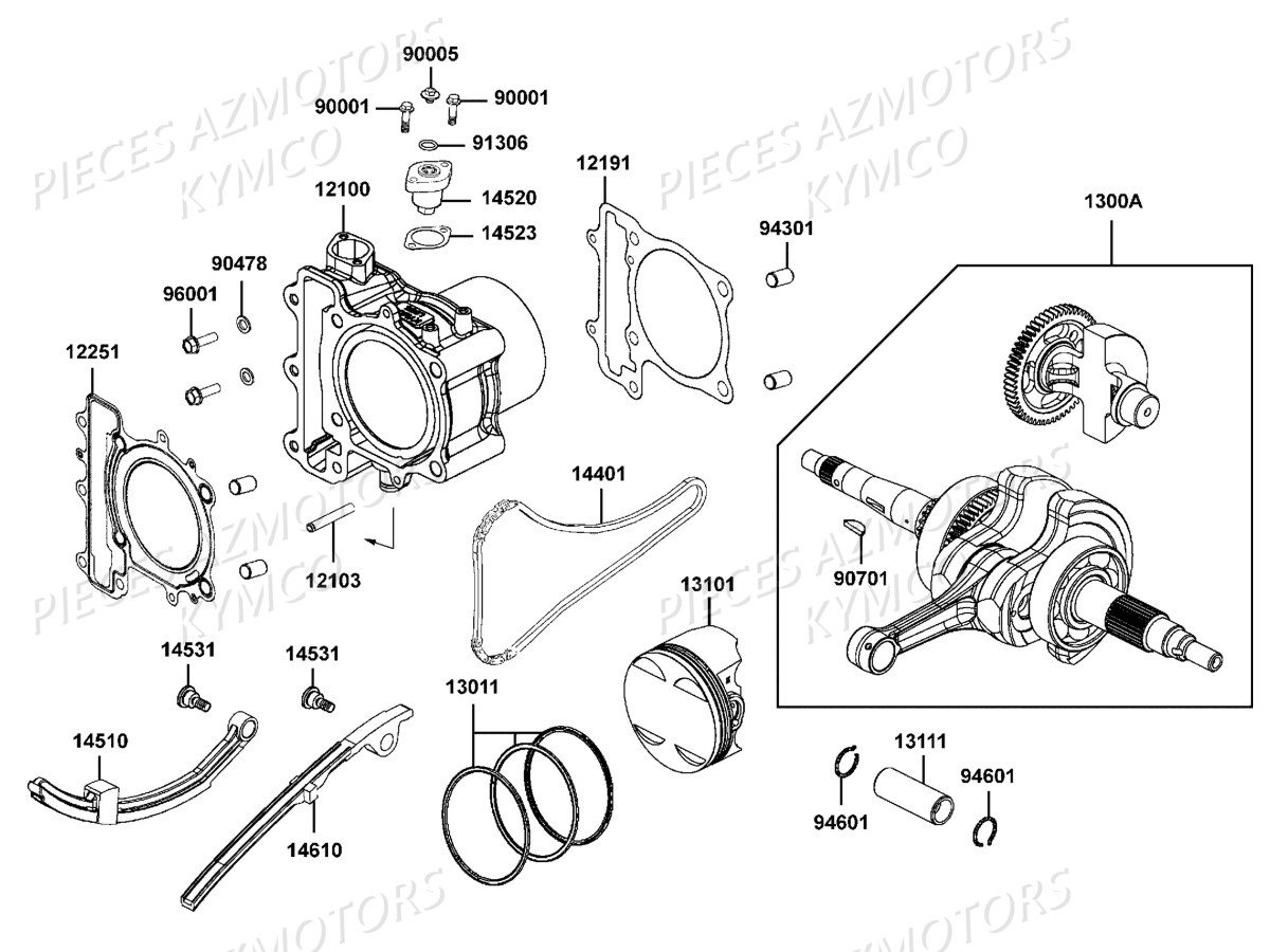 CYLINDRE_PISTON KYMCO Pièces Quad Kymco UXV 500 Injestion