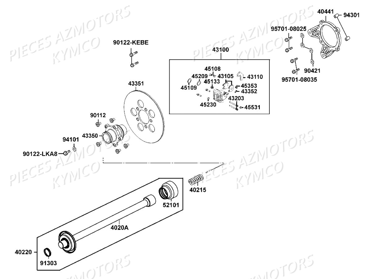 FREINS ARRIERE ARBRE DE PONT KYMCO UXV 500 I