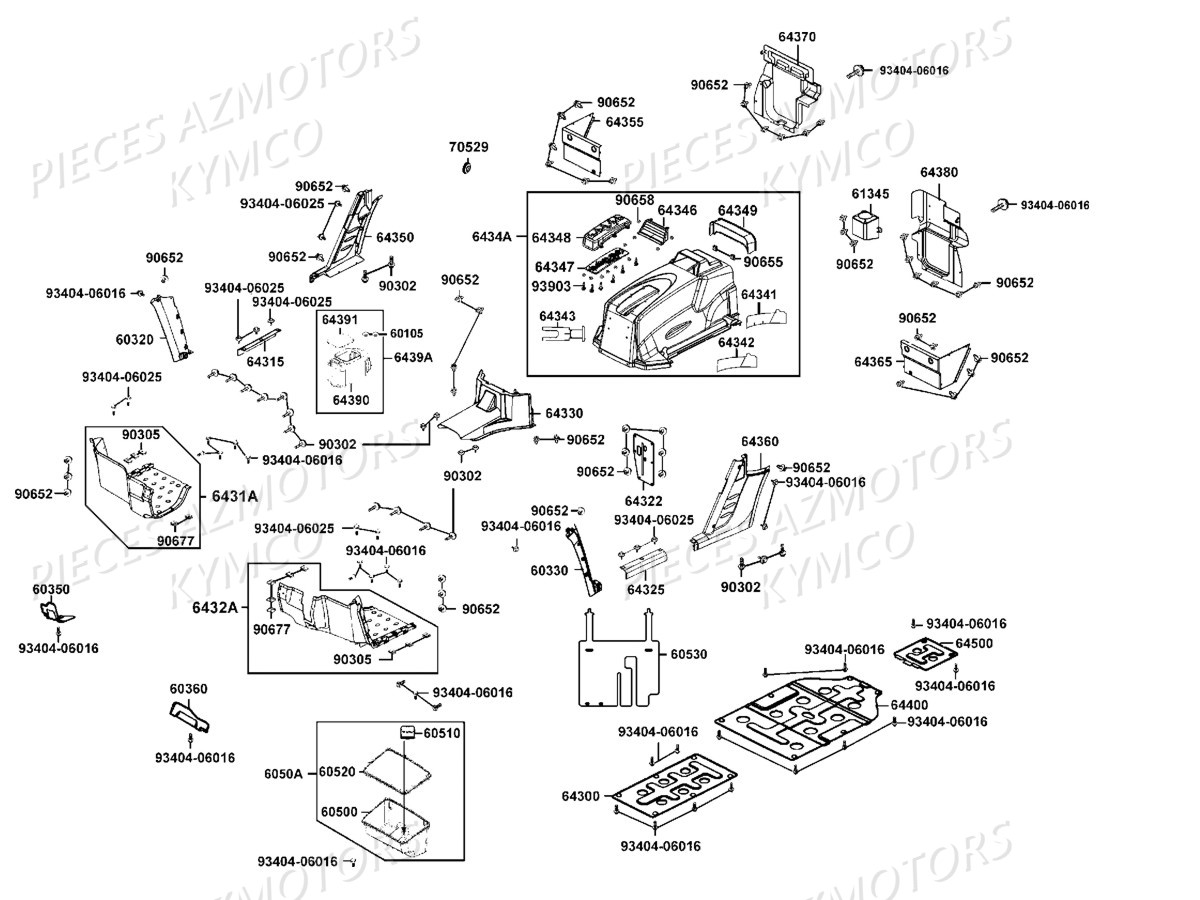 Habitacle Plancher KYMCO Pieces KYMCO UXV 500 Injection 4T EURO 2 (UBA0AF)