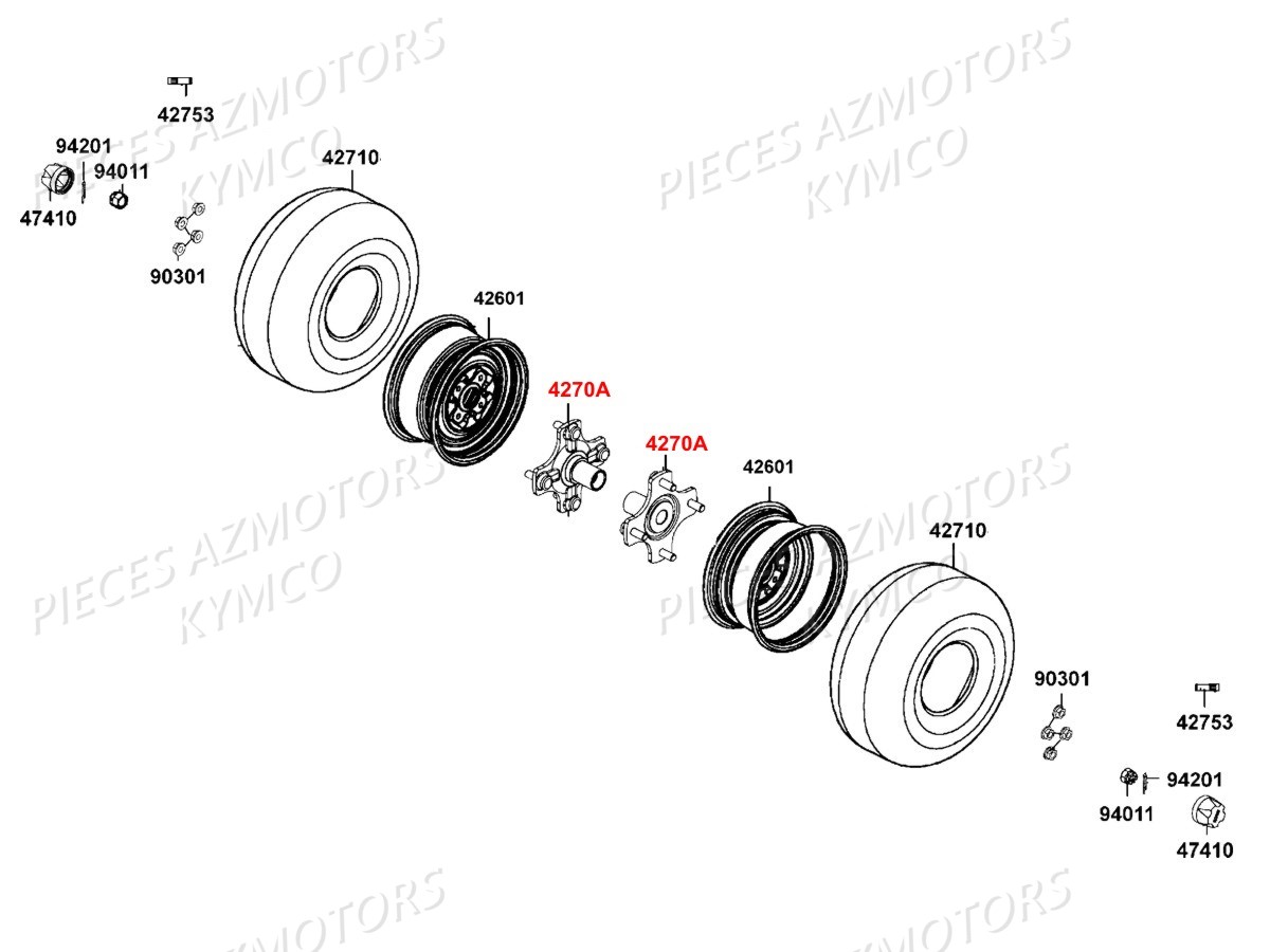 Roue Arriere KYMCO Pieces KYMCO UXV 500 Injection 4T EURO 2 (UBA0AF)