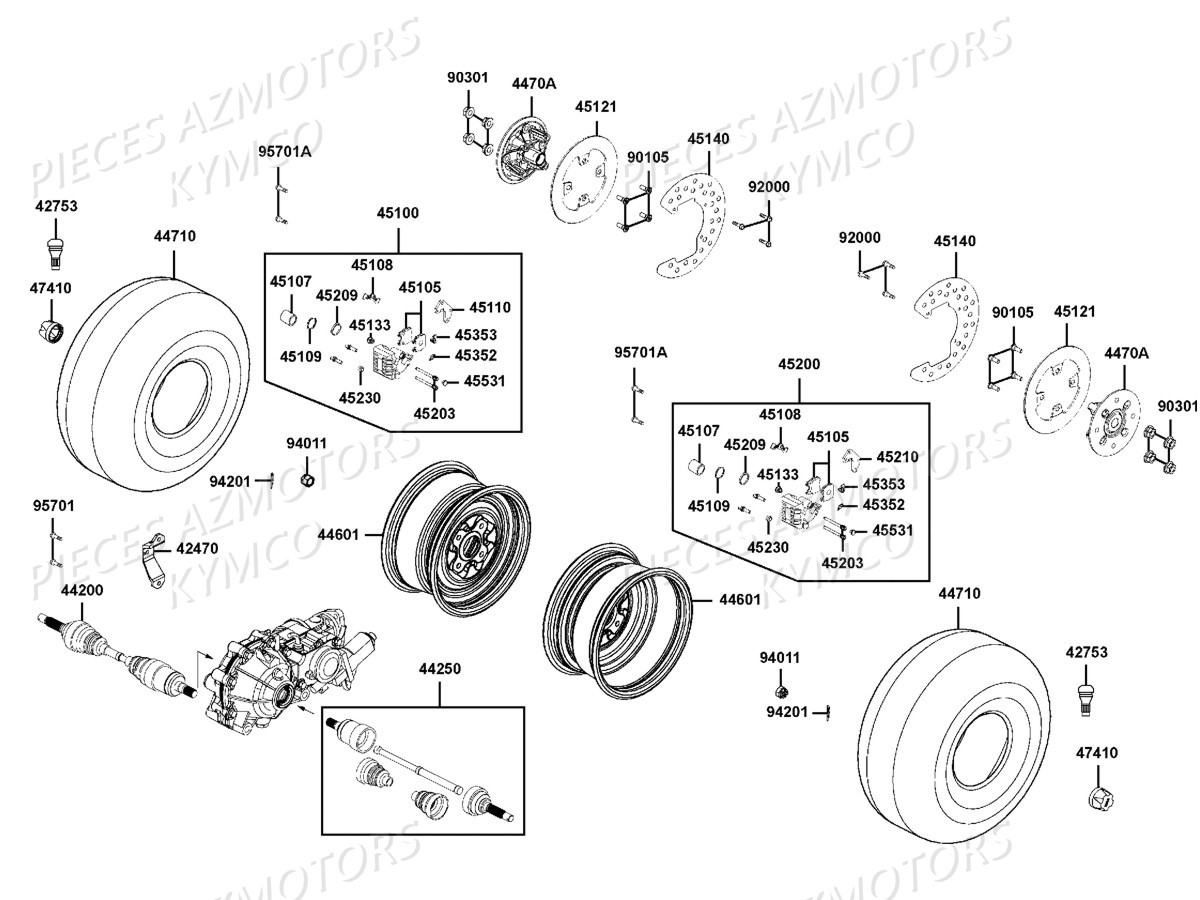 ROUE_AVANT KYMCO Pièces Quad Kymco UXV 500 Injestion