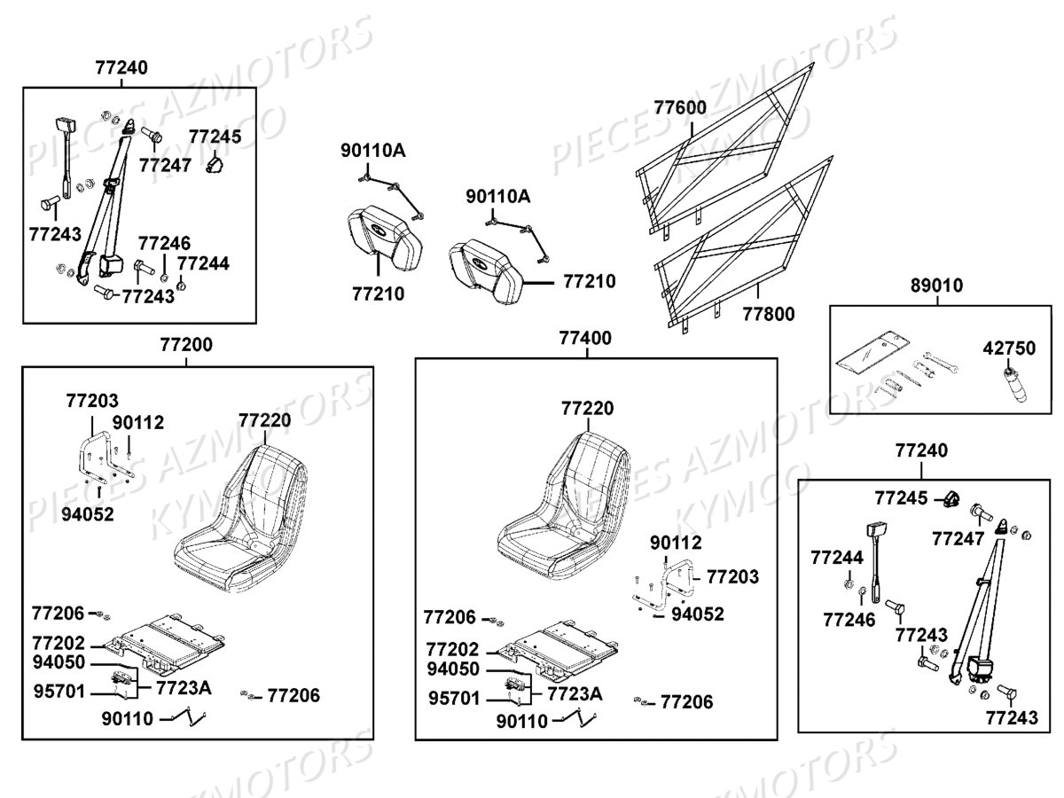 Siege KYMCO Pieces KYMCO UXV 500 Injection 4T EURO 2 (UBA0AF)