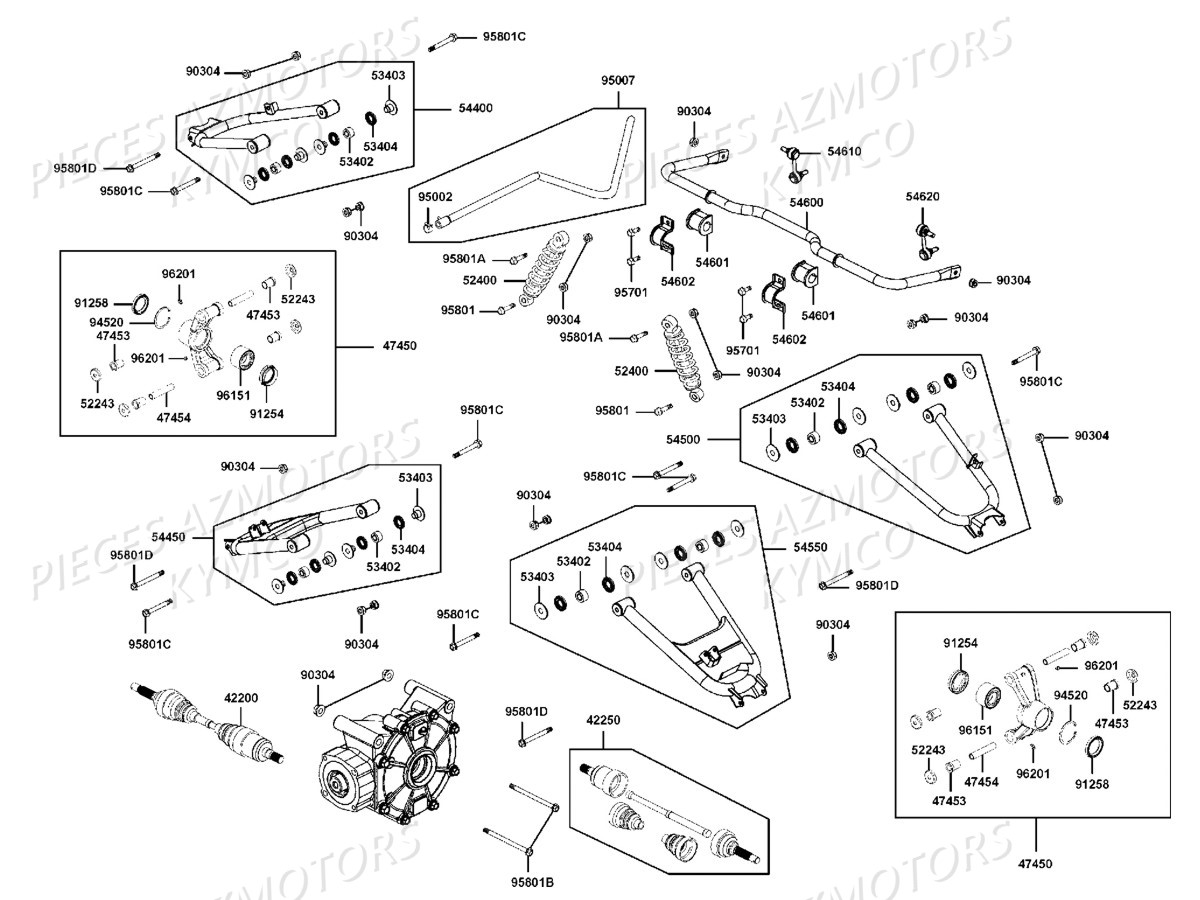 Suspension Arriere KYMCO Pieces KYMCO UXV 500 Injection 4T EURO 2 (UBA0AF)