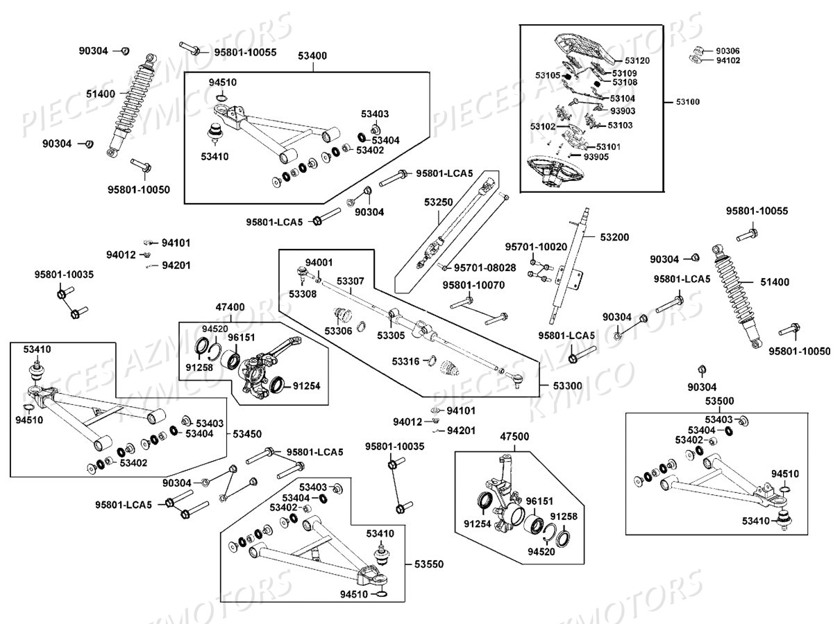 Suspension Avant Direction KYMCO Pieces KYMCO UXV 500 Injection 4T EURO 2 (UBA0AF)