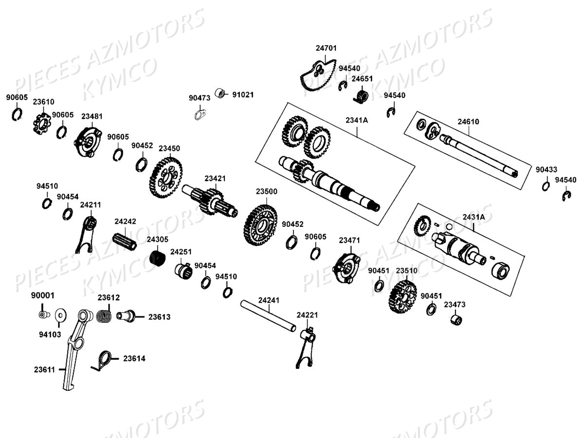 Transmission Primaire KYMCO Pieces KYMCO UXV 500 Injection 4T EURO 2 (UBA0AF)