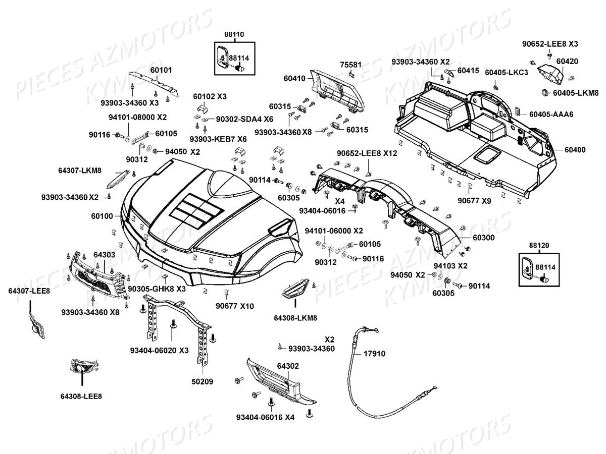 CAPOT-PLANCHE_DE_BORD KYMCO Pièces Quad Kymco UXV 700 Injection 4T 2014