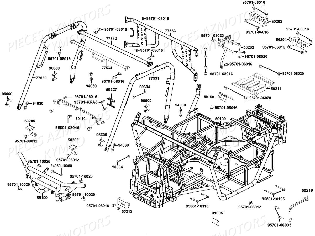 Chassis KYMCO Pieces UXV 700I 4T EURO 2 (UBADBD)