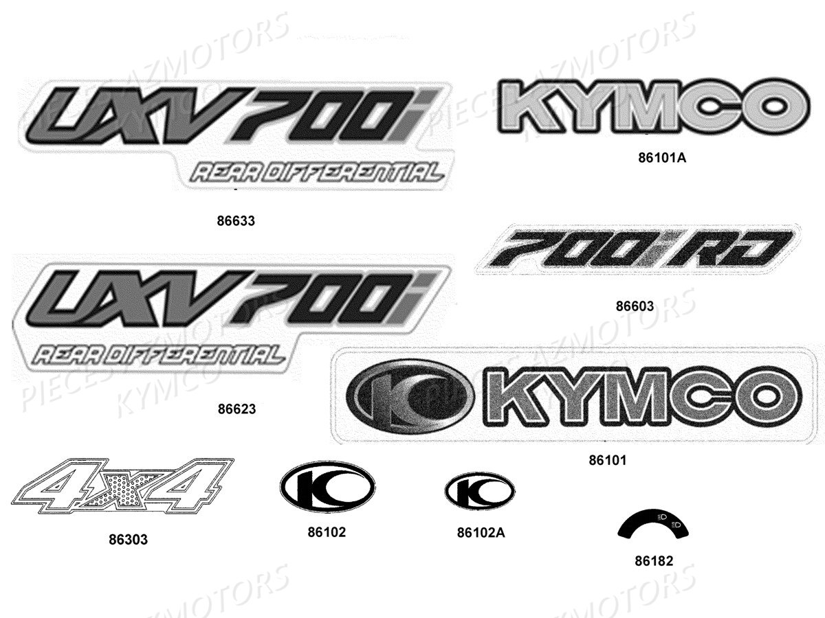 Decors KYMCO Pieces UXV 700I 4T EURO 2 (UBADBD)