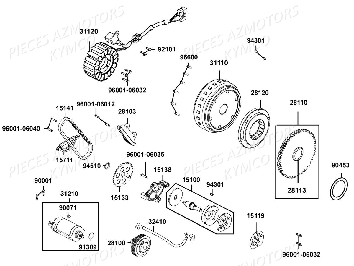 Demarreur Allumage Pompe A Huile AZMOTORS Pieces UXV 700I 4T EURO 2 (UBADBD)