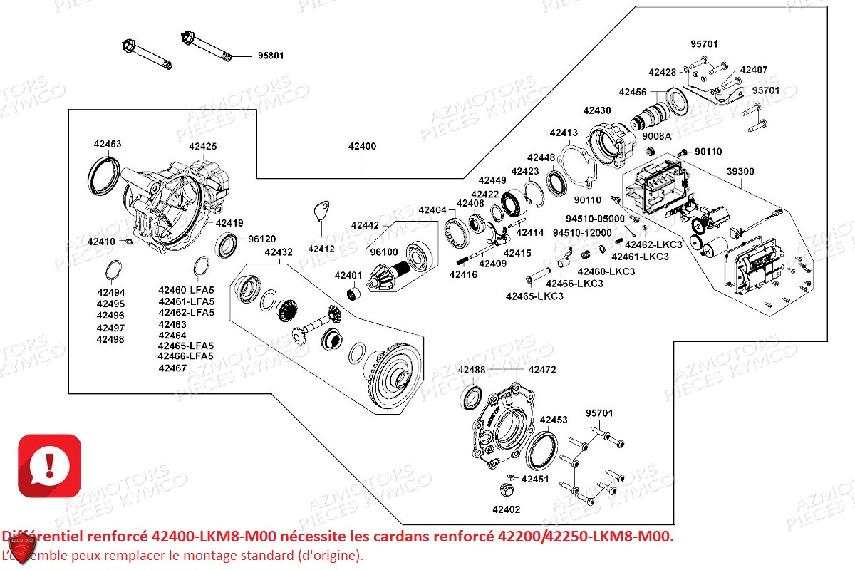Differentiel Arriere Version Renforcee KYMCO Pieces UXV 700I 4T EURO 2 (UBADBD)