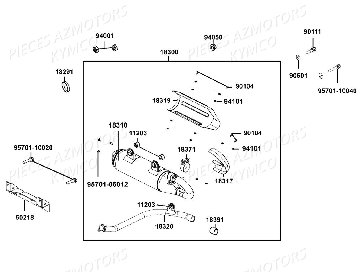 Echappement KYMCO Pieces UXV 700I 4T EURO 2 (UBADBD)