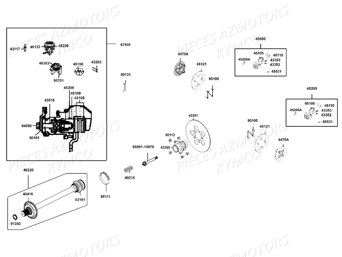 Freins Arriere AZMOTORS Pieces UXV 700I 4T EURO 2 (UBADBD)