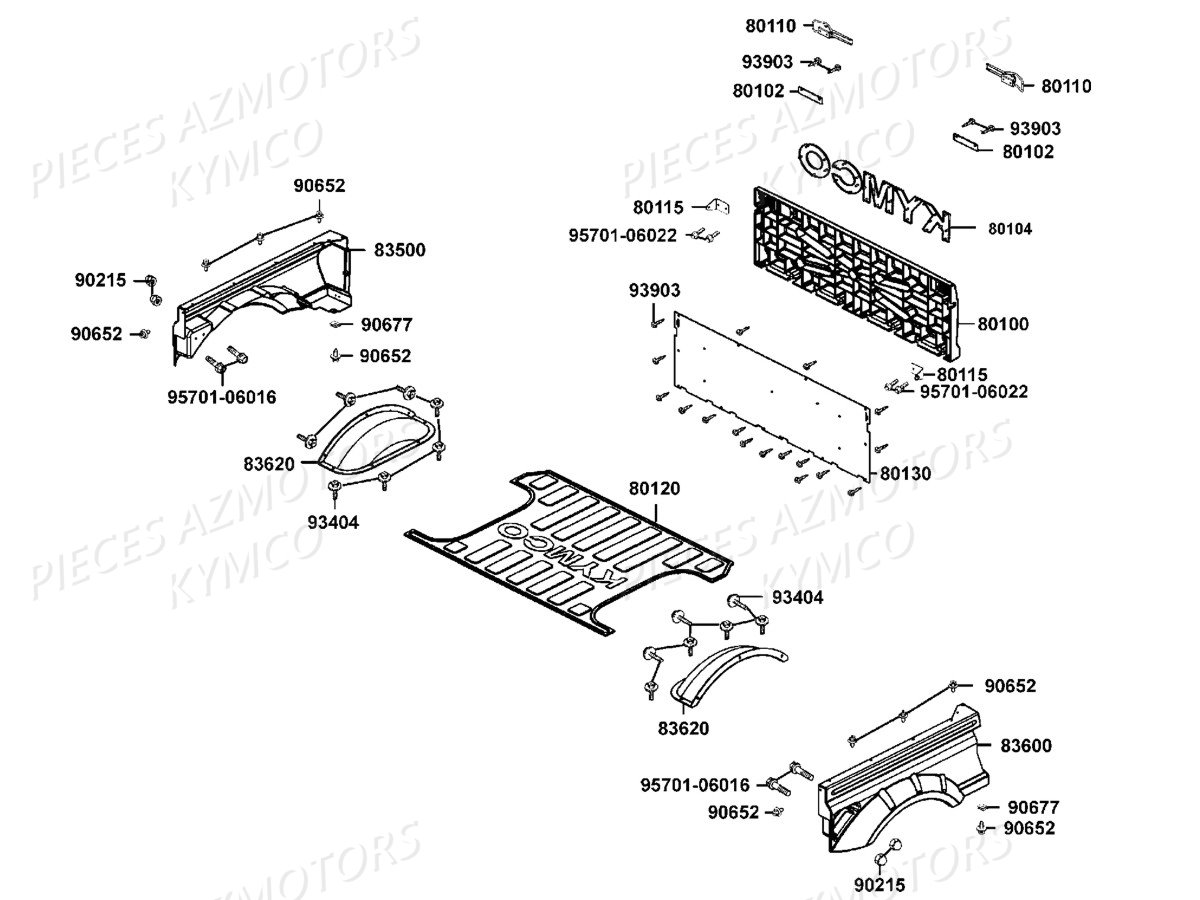 Habillage De Benne KYMCO Pieces UXV 700I 4T EURO 2 (UBADBD)