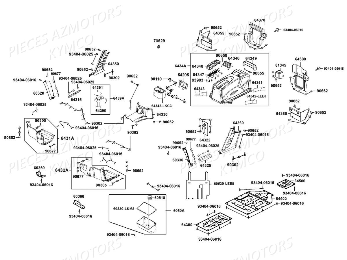 Habitacle Plancher AZMOTORS Pieces UXV 700I 4T EURO 2 (UBADBD)