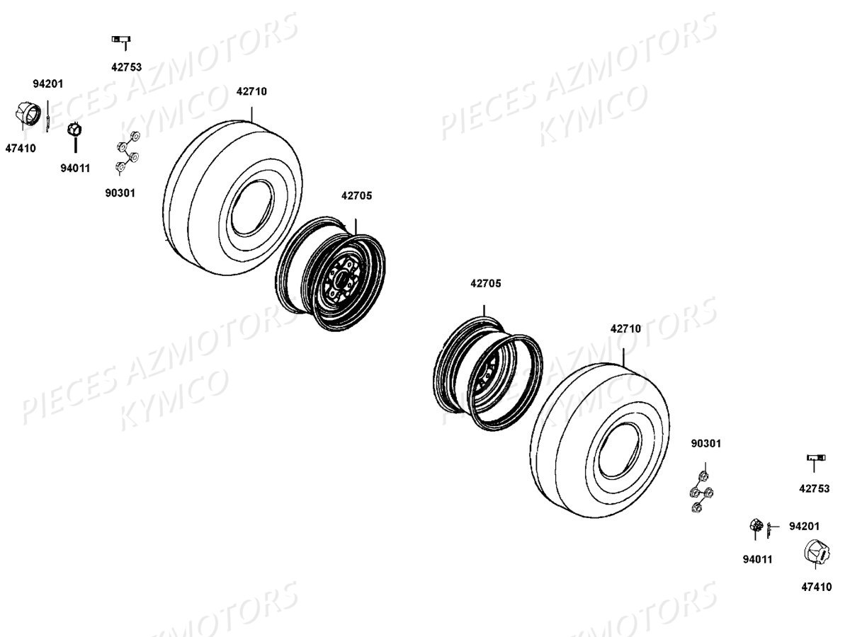 Roues Arriere AZMOTORS Pieces UXV 700I 4T EURO 2 (UBADBD)