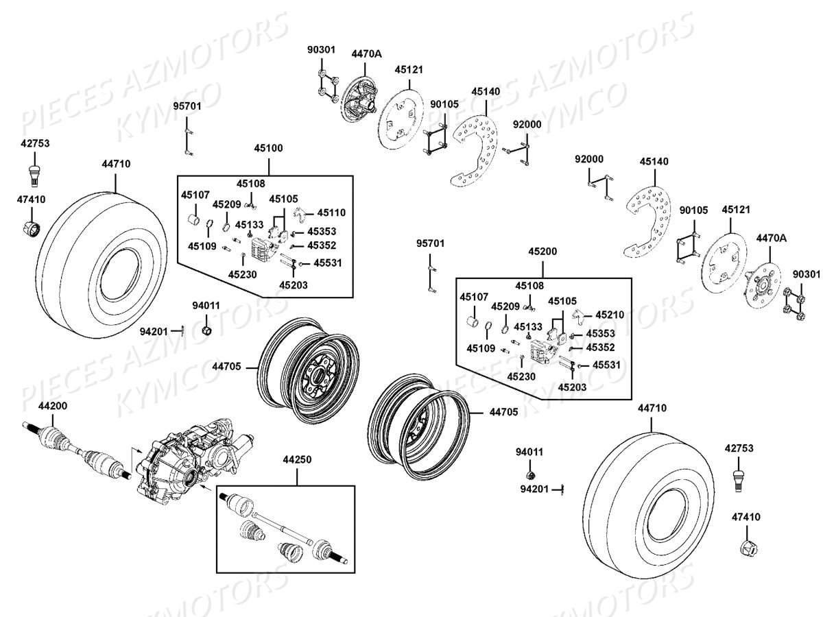 Roues Avant AZMOTORS Pieces UXV 700I 4T EURO 2 (UBADBD)