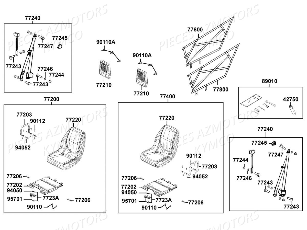 Siege KYMCO Pieces UXV 700I 4T EURO 2 (UBADBD)