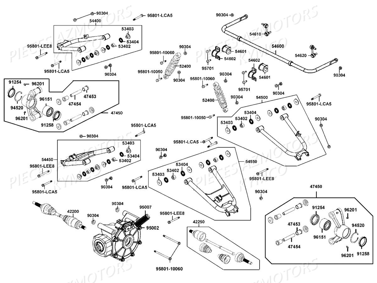 Suspension Arriere KYMCO Pieces UXV 700I 4T EURO 2 (UBADBD)