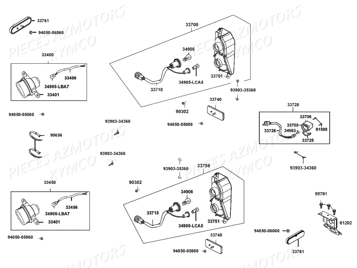 Clignotants Feux Arrieres KYMCO Pieces KYMCO UXV 700I EPS 4T EURO4 (UBADHD)