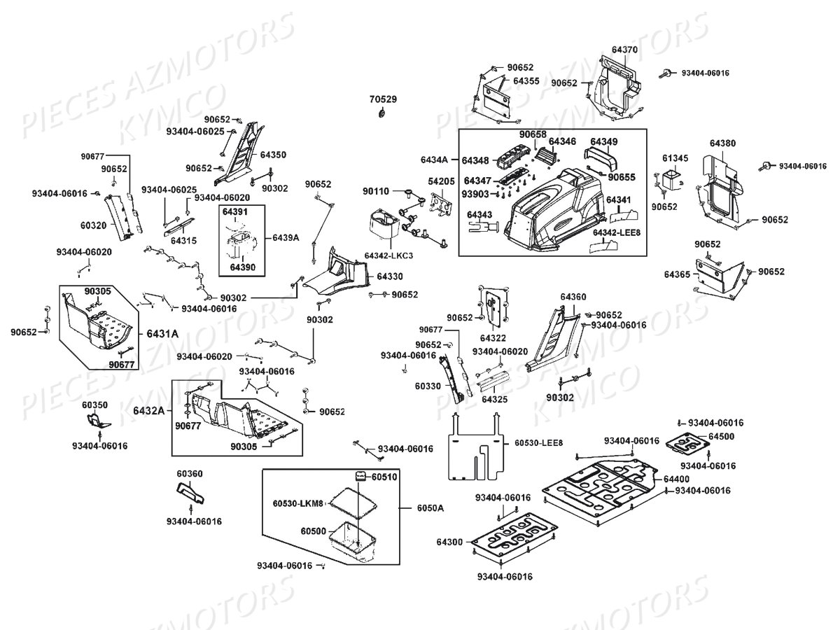 Habitacle Plancher KYMCO Pieces KYMCO UXV 700I EPS 4T EURO4 (UBADHD)