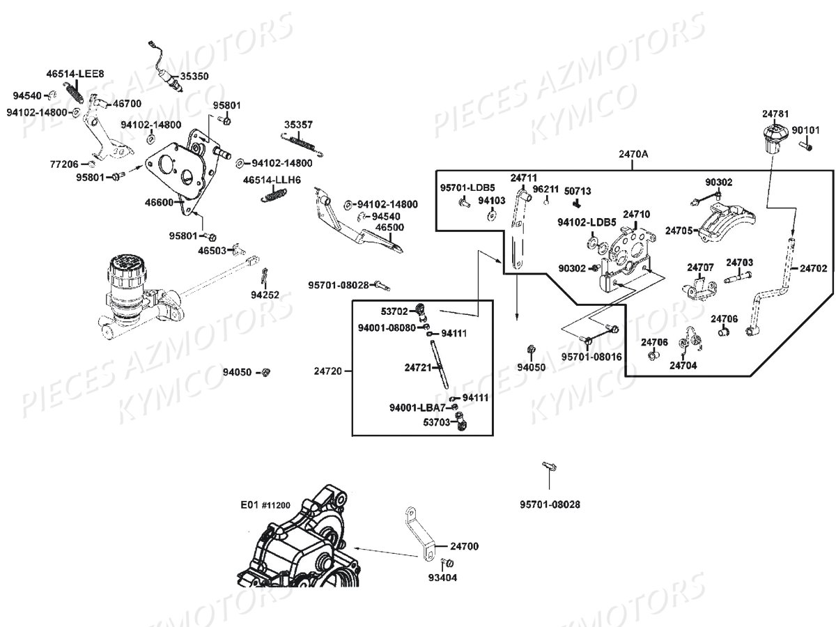 Maitre Cylindre Arriere Pedales KYMCO Pieces KYMCO UXV 700I EPS 4T EURO4 (UBADHD)