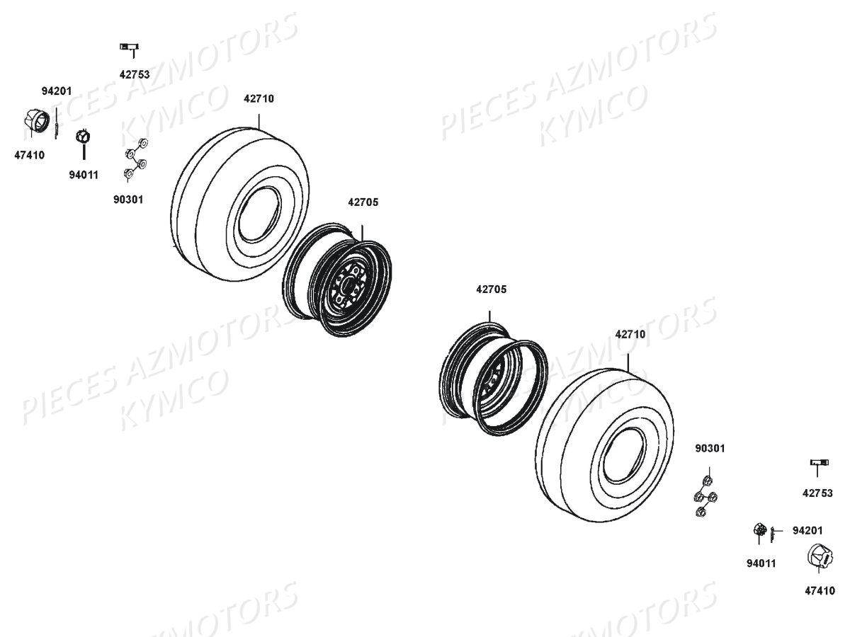 ROUES_ARRIERE KYMCO Pieces Quad Kymco UXV 700 Essentiel EPS