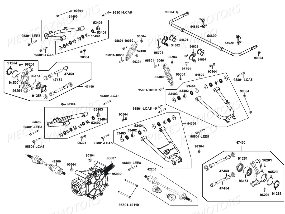 Suspension Arriere KYMCO Pieces KYMCO UXV 700I EPS 4T EURO4 (UBADHD)