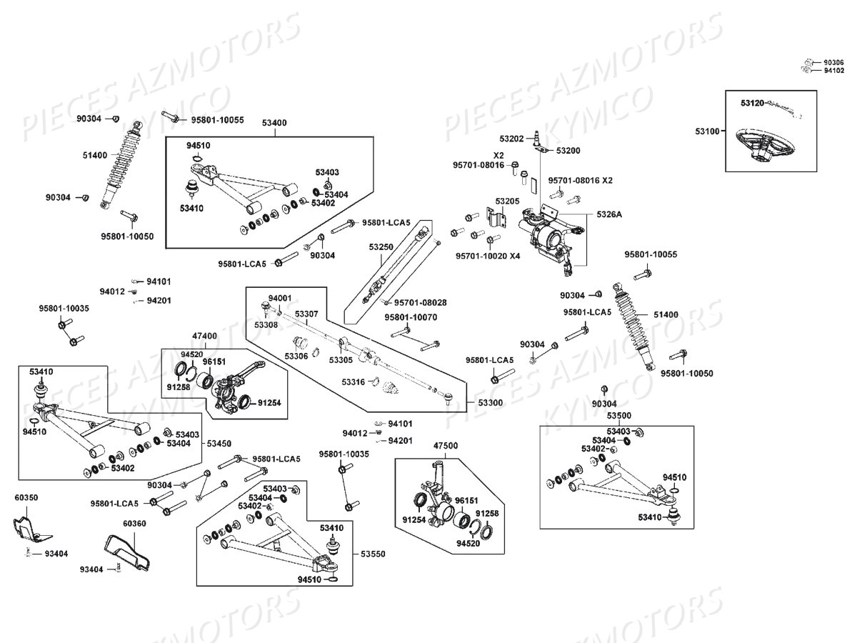 SUSPENSION AVANT COLONNE DE DIRECTION AZMOTORS UXV 700I EPS E4