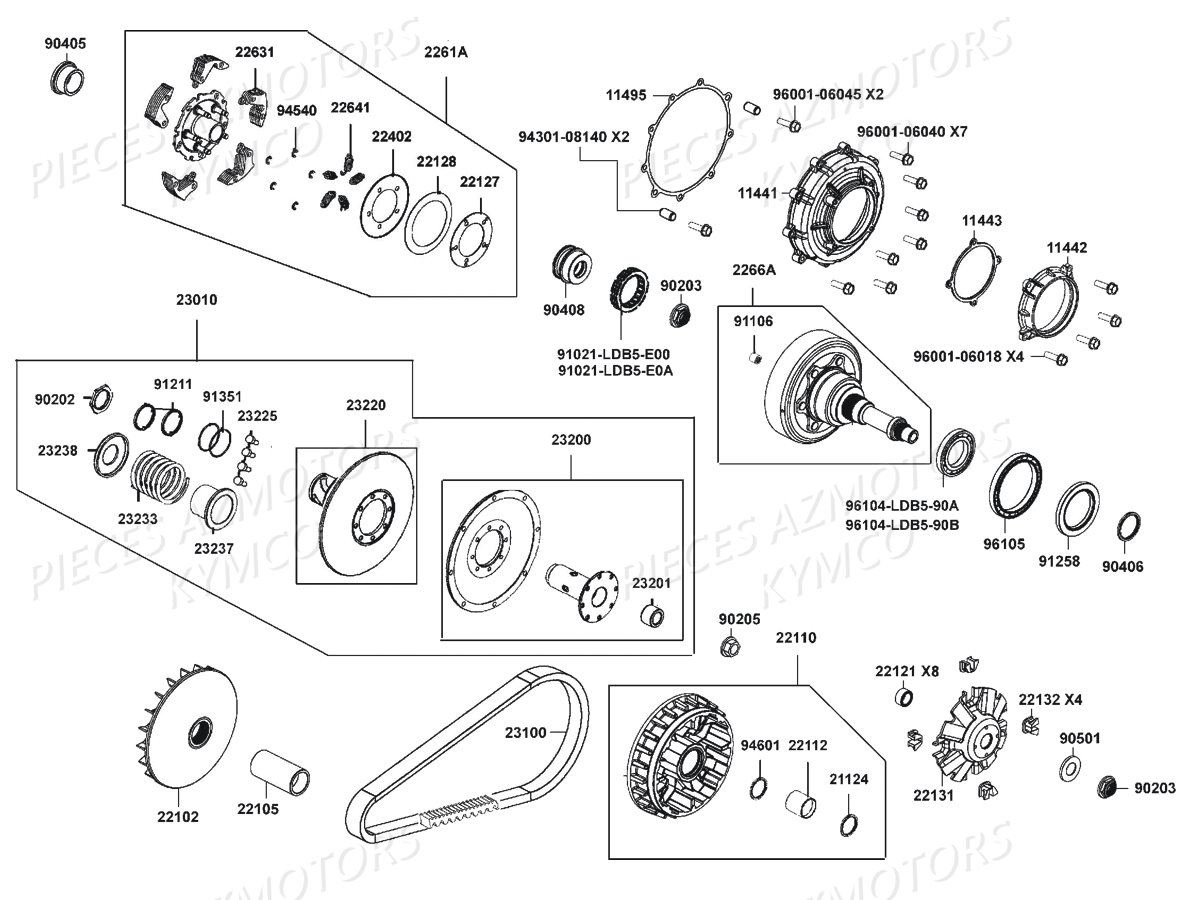 Variateur Embrayage KYMCO Pieces KYMCO UXV 700I EPS 4T EURO4 (UBADHD)
