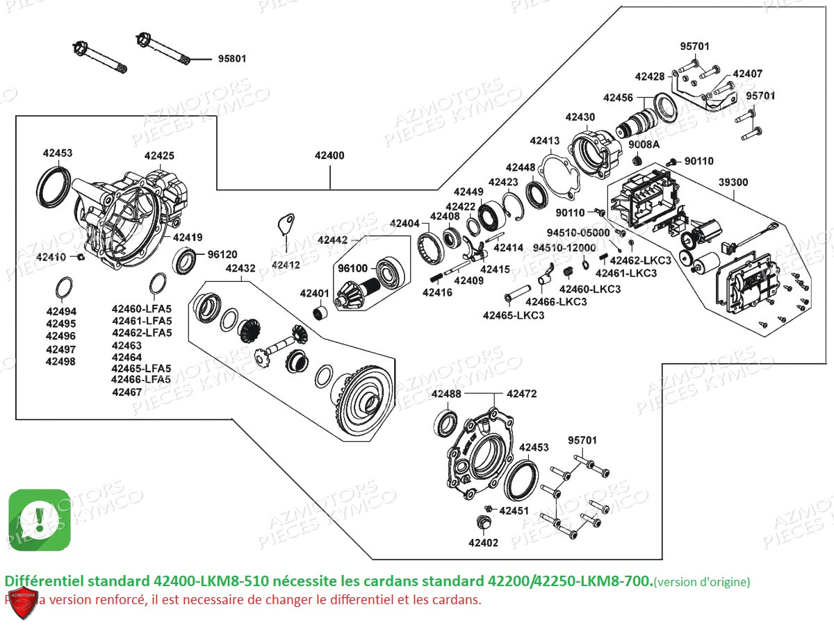 DIFERENTIEL ARRIERE VERSION STANDARD KYMCO UXV 700I SPORT