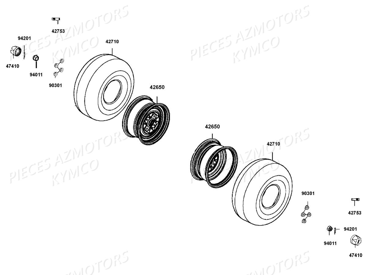 Roues Arriere KYMCO Pièces KYMCO UXV 700I SPORT 4T EURO2 (UBADBE)